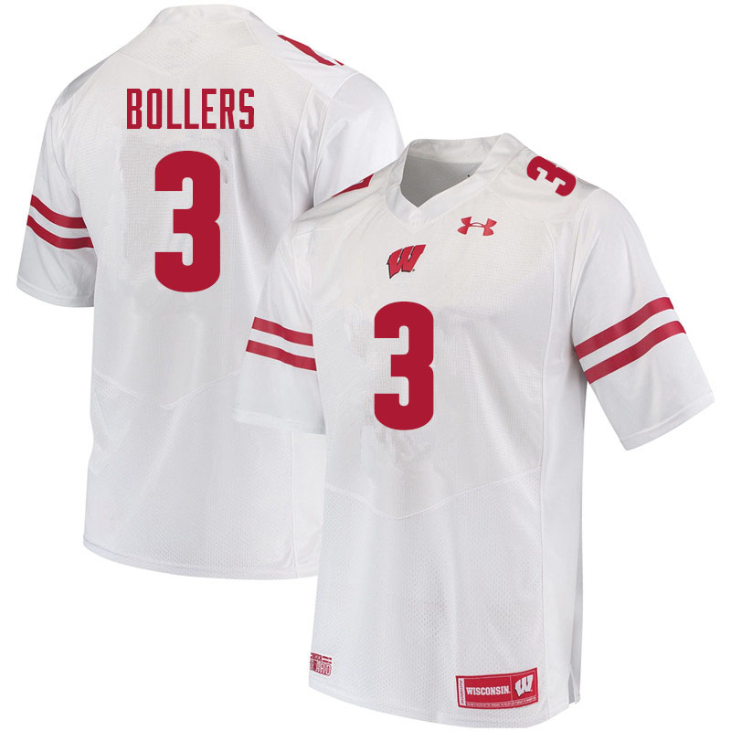 Wisconsin Badgers Men's #3 T.J. Bollers NCAA Under Armour Authentic White College Stitched Football Jersey EM40I57OI